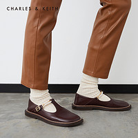 CHARLES&KEITH秋冬女鞋CK1-70900234女金属链饰珍珠玛丽珍鞋