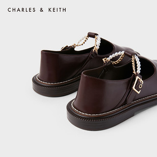 CHARLES&KEITH秋冬女鞋CK1-70900234女金属链饰珍珠玛丽珍鞋