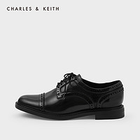 CHARLES&KEITH2020冬新品CK1-71720011女士英伦风系带低跟德比鞋