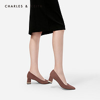 CHARLES&KEITH单鞋CK1-60920100金属女尖头高跟鞋（39、Burgundy酒红色）