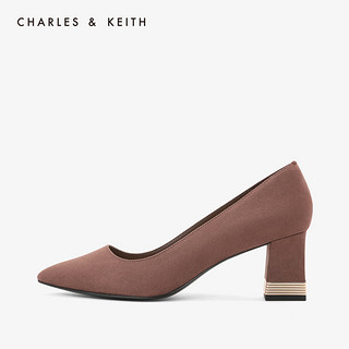 CHARLES&KEITH单鞋CK1-60920100金属女尖头高跟鞋（39、Burgundy酒红色）