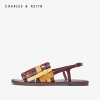 CHARLES&KEITH凉鞋CK1-70380728拼接编织饰女士休闲方头凉鞋