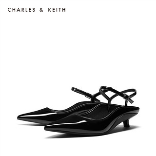 CHARLES&KEITH女鞋CK1-60580165尖头中跟凉鞋（35、Black黑色）