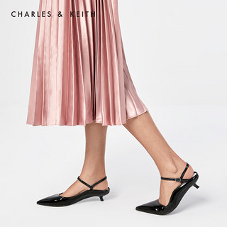 CHARLES&KEITH女鞋CK1-60580165尖头中跟凉鞋（35、Black黑色）