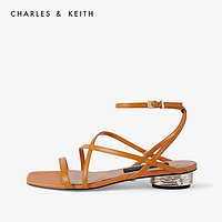 CHARLES&KEITH女鞋SL1-71720035交叉带露趾低跟凉鞋