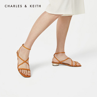 CHARLES&KEITH女鞋SL1-71720035交叉带露趾低跟凉鞋