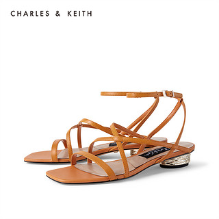 CHARLES&KEITH女鞋SL1-71720035交叉带露趾低跟凉鞋