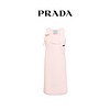 Prada/普拉达多色纯棉蝴蝶结LOGO圆领无袖女士背心连衣裙