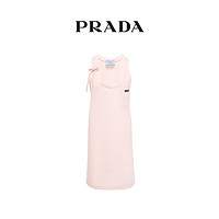 Prada/普拉达多色纯棉蝴蝶结LOGO圆领无袖女士背心连衣裙