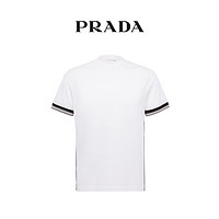 Prada/普拉达多色棉质拼接设计条纹男士圆领短袖T恤