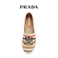 Prada/普拉达条纹平底草编鞋