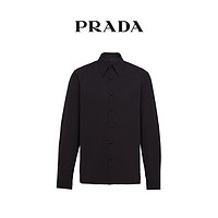 Prada/普拉达黑色简约纯色男士翻领长袖棉质府绸衬衫