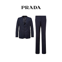 Prada/普拉达黑色单排扣羊毛和马海毛男士西装外套套装
