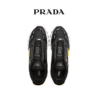 Prada/普拉达黑色圆头经典LOGO男士百搭时尚低帮休闲鞋