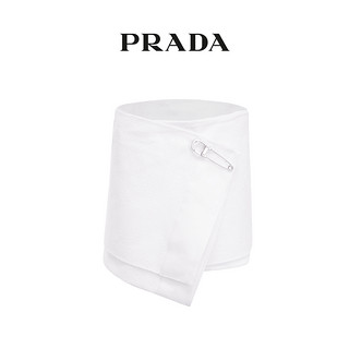 Prada/普拉达白色金属别针装饰女士短裙