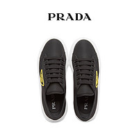 Prada/普拉达黑色徽标LOGO饰女士圆头尼龙华达呢运动鞋