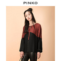 PINKO 女装系带百褶挖空撞色长袖上衣 1G13CH5064