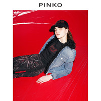 PINKO女装水钻装饰字母圆领短袖T恤上衣 3U10EF4459