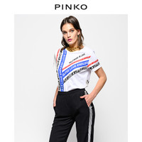 PINKO春夏女装字母印花拼接短袖T恤 1G13YGY5BD