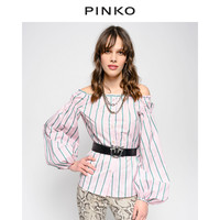 PINKO春夏女装一字领露肩竖条纹上衣 1B13UL7445