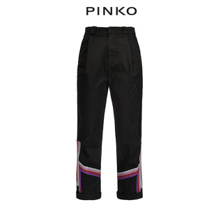 PINKO春夏女装直筒卷边九分裤休闲裤1X10FXY5DQ
