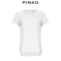 PINKO秋冬女装蕾丝拼接圆领短袖T恤1G14E27619