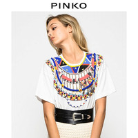 PINKO秋冬女装TREEDOM马赛刺绣印花短袖T恤1E1006Y5WQ