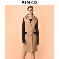 PINKO女装撞色拼接羊毛大衣外套1B13BZY4ZN