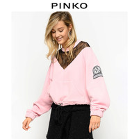 PINKO秋冬女装蕾丝摇粒绒短卫衣上衣1Q10117831