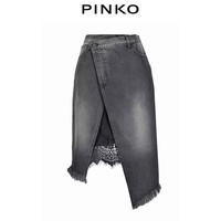 PINKO女装不规则开衩流苏牛仔半身裙1J10ASY5Q5