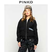 PINKO秋冬女装羊羔绒飞行夹克外套1Q100SY5J7