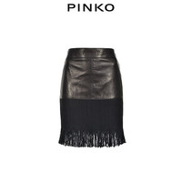 PINKO 女装流苏皮革超短半身裙1B14HGY67J