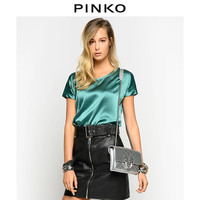 PINKO 女装真丝缎面短袖T恤上衣1G14TUZR64