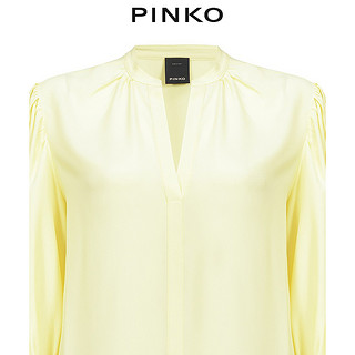 PINKO 女装蚕丝混纺V领灯笼袖衬衫上衣1B14HW8019