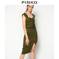 PINKO 女装亚麻混纺斜开衩半身裙1B14EU7435