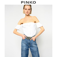 PINKO 女装一字露肩褶边衬衫上衣1G14S97905