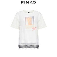 PINKO 女装蕾丝镶边印花短袖T恤1G14XGY5BD
