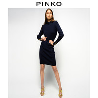 PINKO2020秋冬女装绵羊毛金属纽扣开叉针织连衣裙1G157YY6ED