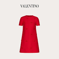 Valentino/华伦天奴女士新品 红色 Crepe Couture 刺绣短裙