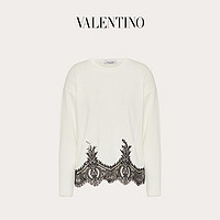 Valentino/华伦天奴女士新品白色蕾丝羊绒针织衫