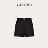 Valentino/华伦天奴女士新品黑色 金色V 字Crepe Couture 短裤