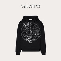 Valentino/华伦天奴男士新品黑色星座印花兜帽卫衣