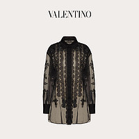 Valentino/华伦天奴女士新品 黑色 刺绣欧根纱衬衫