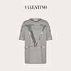 Valentino/华伦天奴女士新品灰色VLogo Signature 平纹针织 T 恤