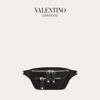 VALENTINO GARAVANI/华伦天奴男士新品黑色VLTN 饰带尼龙迷你腰包