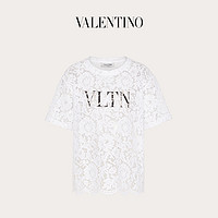 Valentino/华伦天奴女士新品 白色 VLTN 蕾丝T恤