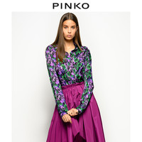 PINKO2020秋冬女装复古花卉印花立领通勤衬衫1G154FY6BH