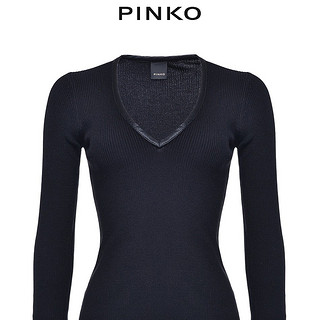 PINKO2020秋冬女装鸡心领羊毛混纺修身针织毛衣1G155RY6D1