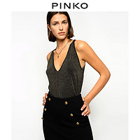 PINKO2020秋冬女装金线针织v领背心上衣1G1567Y6DA