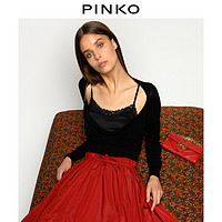 PINKO2020秋冬女装蕾丝拼接露背针织衫1G1575Y6D2